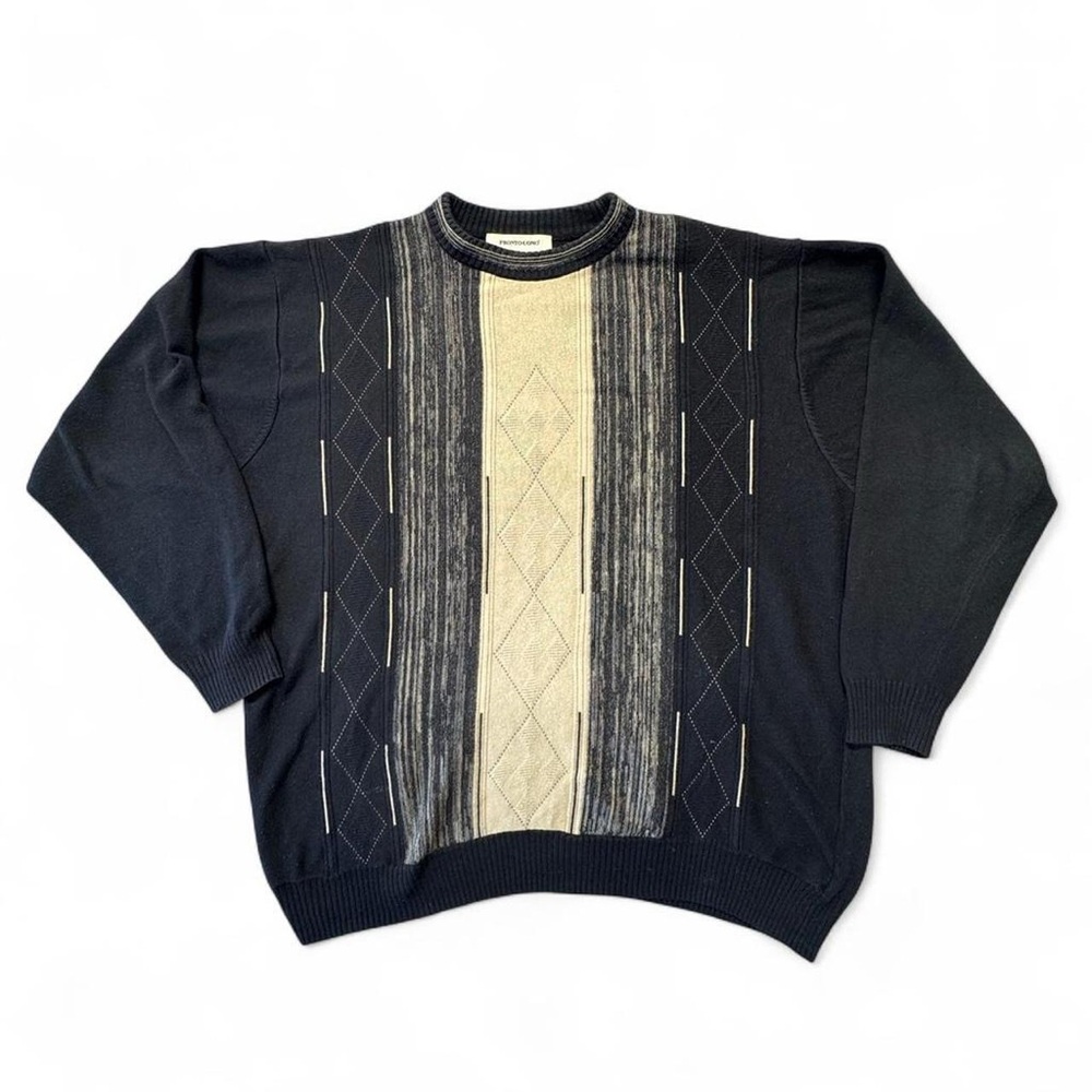 Pronto Uomo Black Sweater with Cream Center Panel BK4